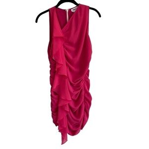 Lovers + Friends Fuchsia Gathered Ruffle Mini Dress, Size S
